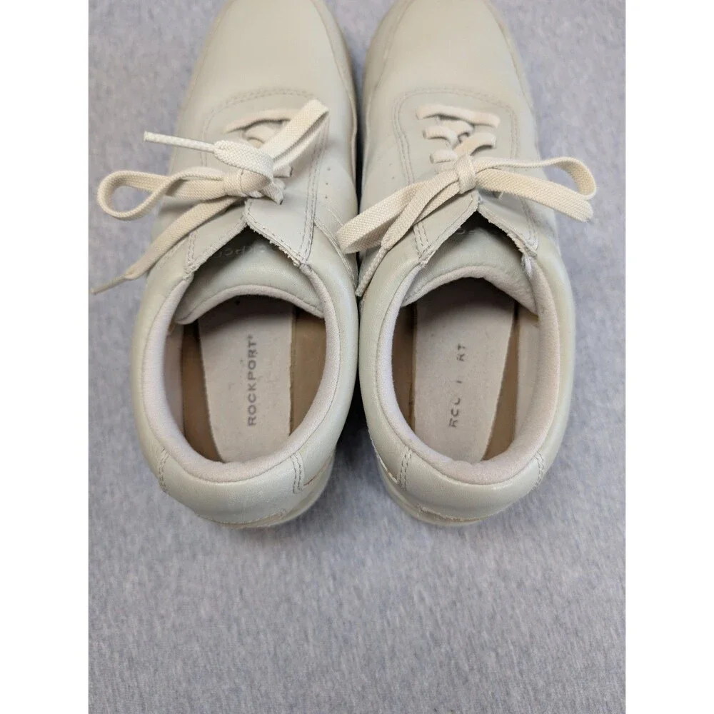 Rockport W7232M Men's Beige Leather Lace-Up Casual Sneakers US 9 EU 40 UK 7.5